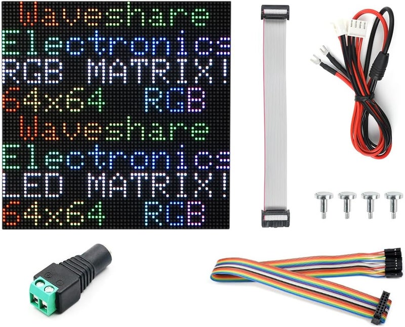 Waveshare RGB Full-Color LED Matrix Panel, 2.5mm Pitch, 64×64 Pixels, Adjustable Brightness, Compatible with Raspberry Pi 5/4B/3B/Zero/Zero W/Zero 2W/Pico/Pico W/Pico WH - Image 1